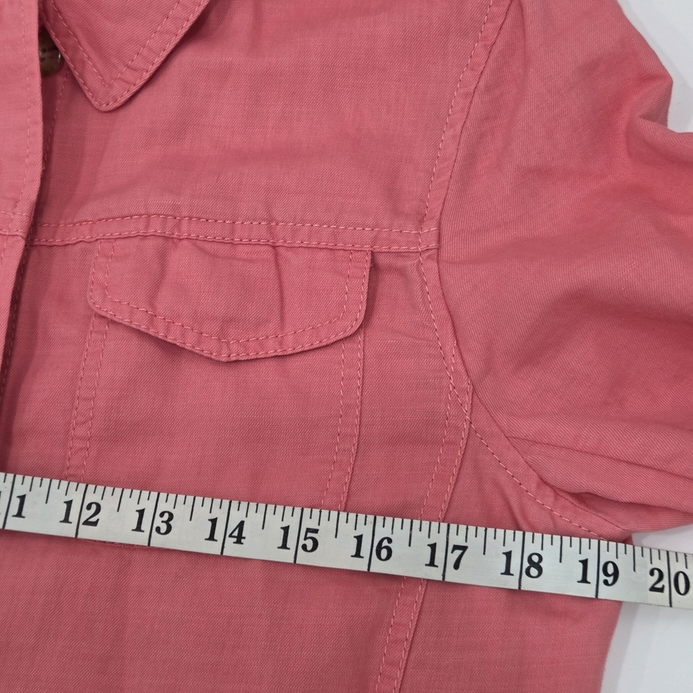 TALBOTS Linen Blend Utility Jacket in Washed Salmon Size Medium Womens Full Zip - Picture 16 of 16